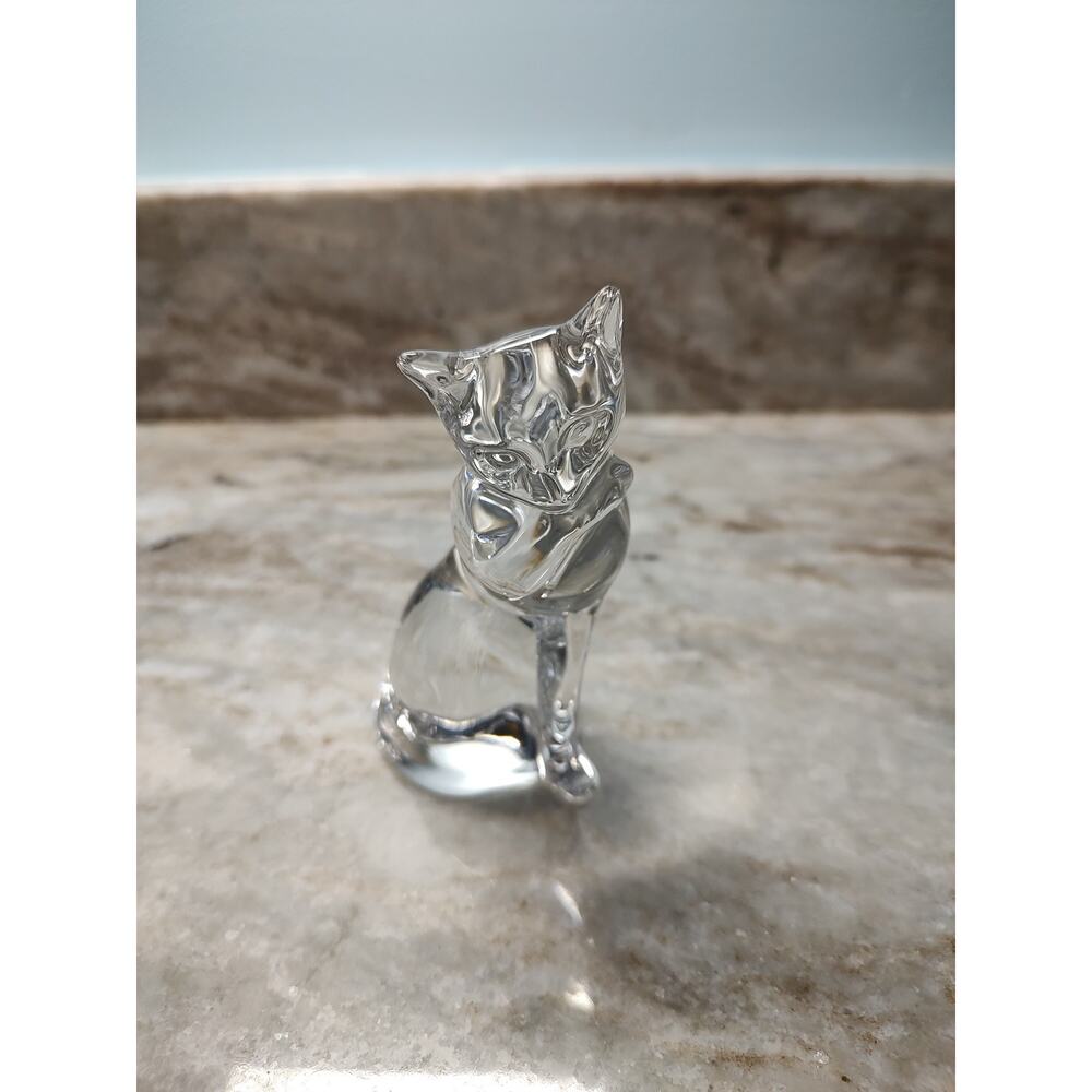 Vintage Retired 1994 Lenox Clear Crystal Cat 4.25” Figurine Paperweight